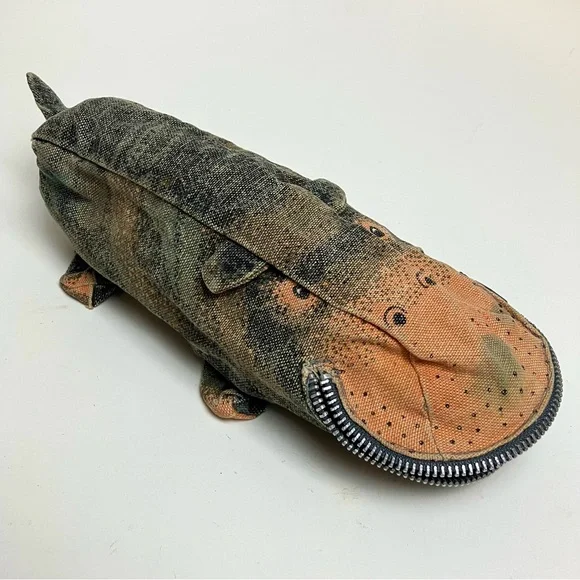 Vintage Made in England Brenda Toys Hippopotamus Pencil Case 1970s Screen Print - Picture 3 of 13